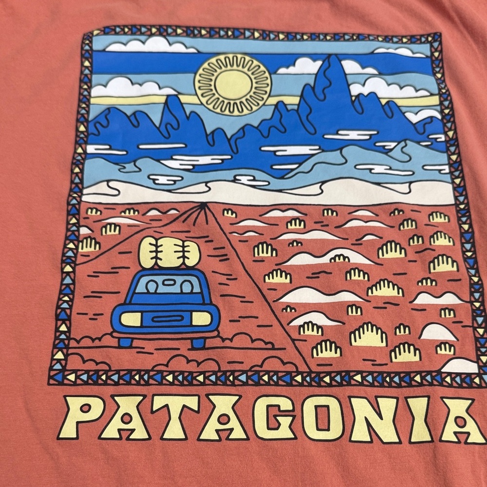 Patagonia Unisex T-Shirt in rusty orange/coral size L - Picture 2 of 6